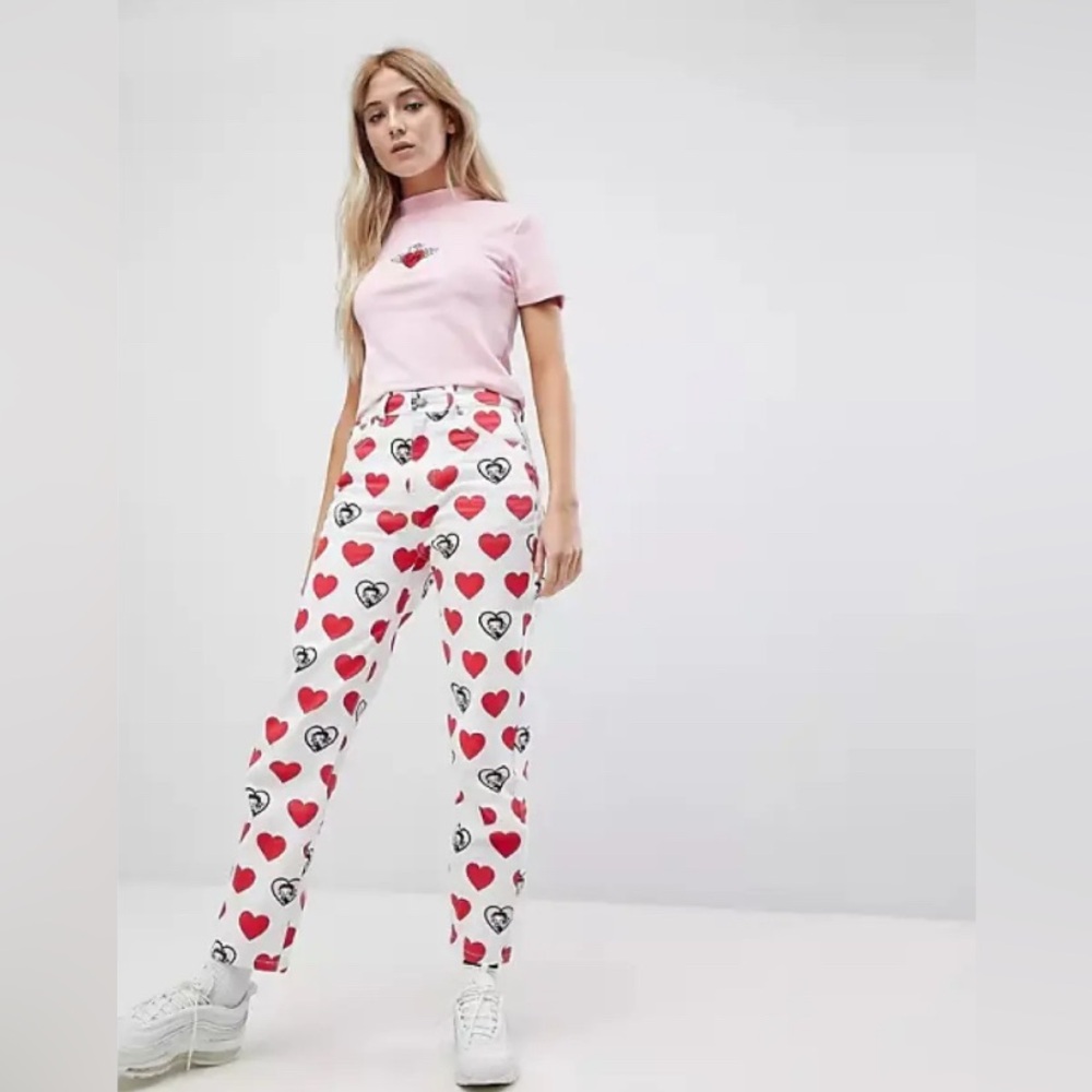 Lazy Oaf x Betty Boop Pin Up Heart Print Jeans